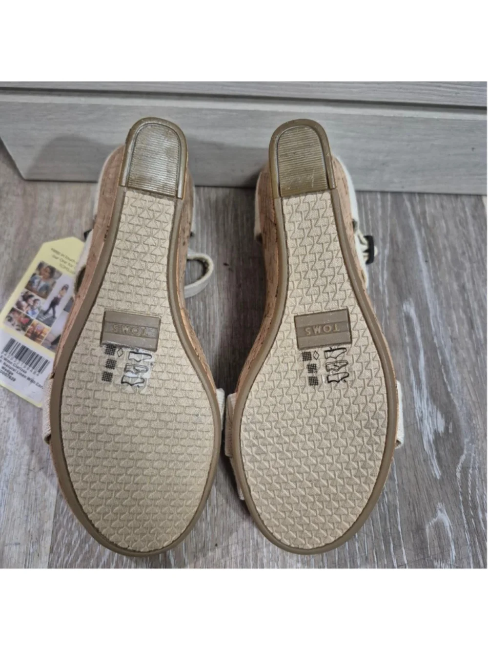 Women's TOMS Clarissa linen Cork Wedge Sandals Size 7